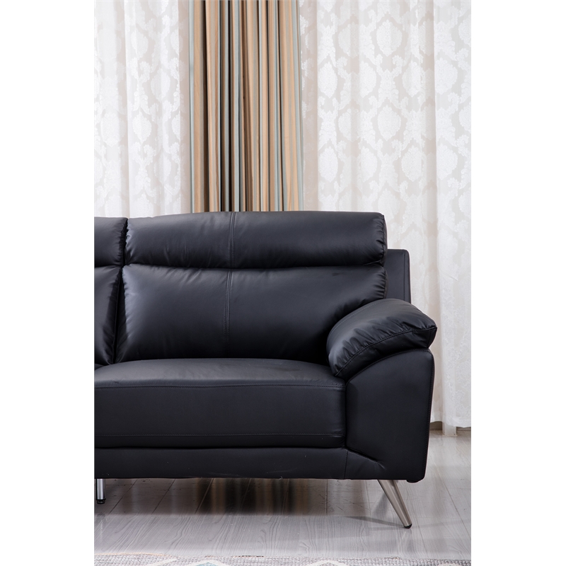 American Eagle Furniture Leather Loveseat in Black