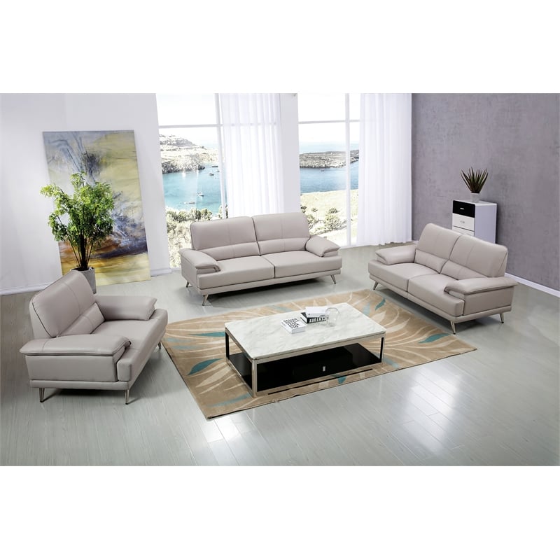 American Eagle Furniture Top Grain Leather Loveseat in Gray