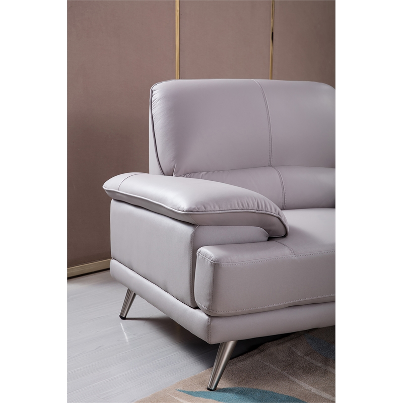 American Eagle Furniture Top Grain Leather Loveseat in Gray