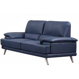 american eagle furniture top grain leather loveseat in navy blue