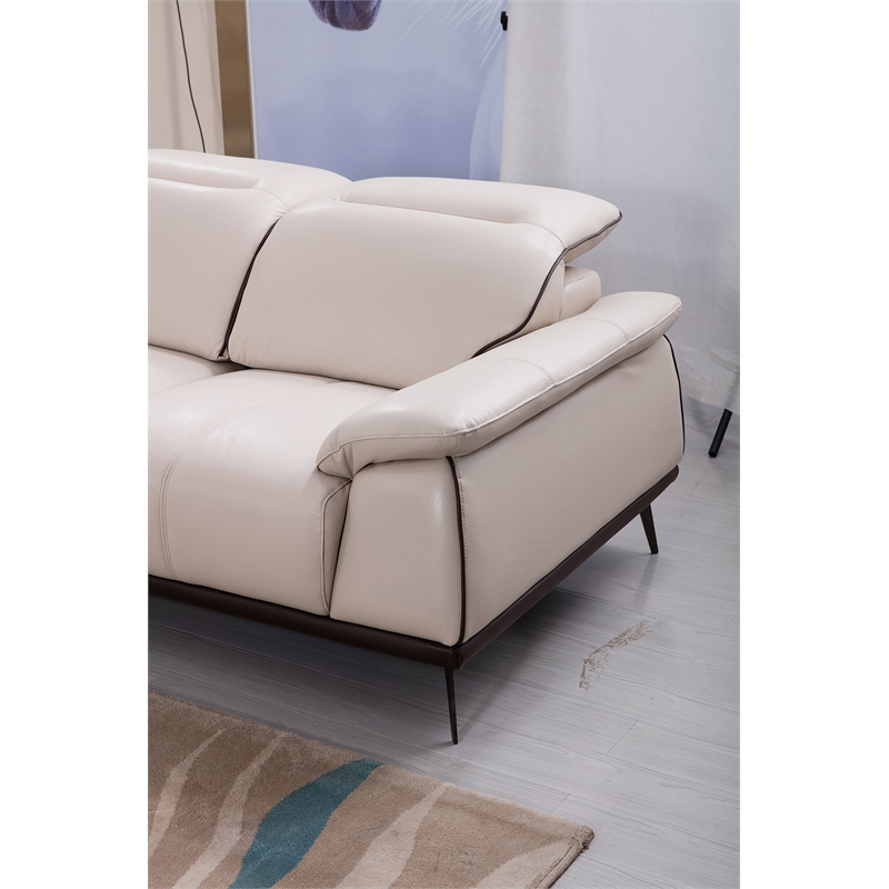 American Eagle Furniture Modern Leather Loveseat in Beige