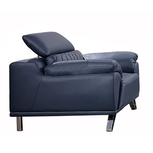 american eagle furniture top grain leather accent chair in navy blue