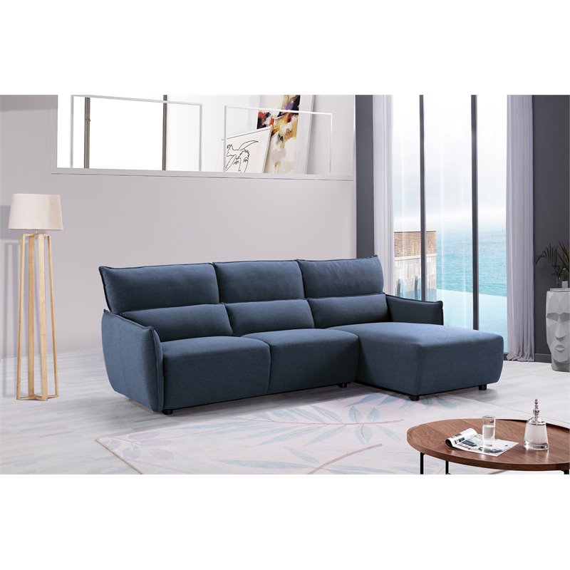 American Eagle Furniture Fabric Left Hand Sitting Sectional in Blue