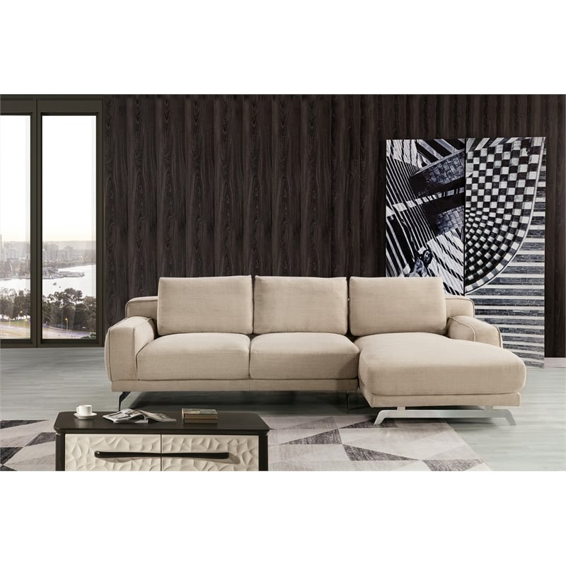 American Eagle Furniture Fabric Left Hand Sitting Sectional in Cream Beige