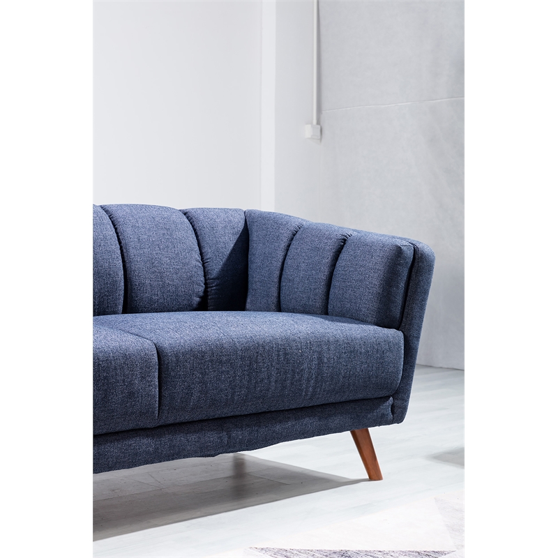 American Eagle Furniture Fabric Loveseat in Blue and Gray