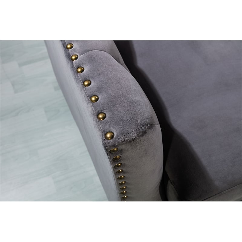 American Eagle Furniture Velvet Tufted Loveseat in Gray