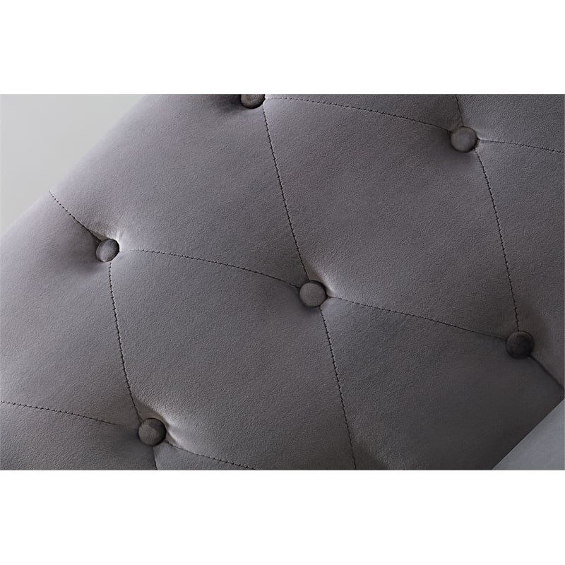American Eagle Furniture Velvet Tufted Loveseat in Gray