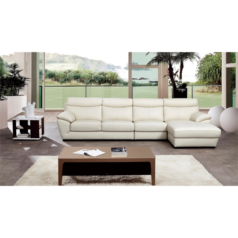 American Eagle Furniture Leather Right Sit Facing Chaise Sectional in White