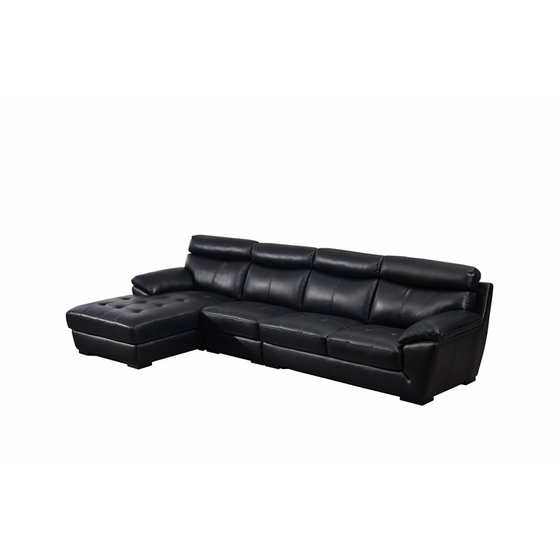 American Eagle Furniture Leather Left Side Facing Chaise Sectional in Black
