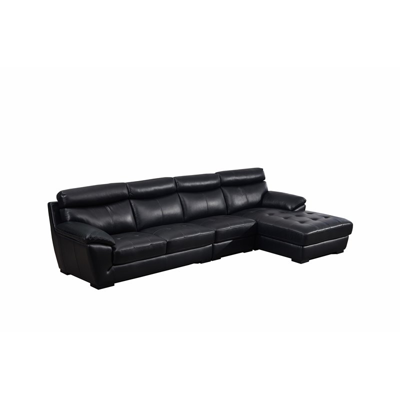 American Eagle Furniture Italian Leather Right Hand Facing Sectional in Black