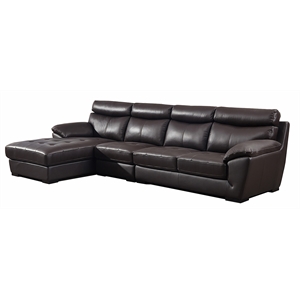 american eagle leather left hand facing sectional in dark chocolate brown