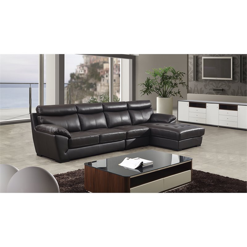 American Eagle Furniture Leather Right Hand Facing Sectional in Dark Chocolate