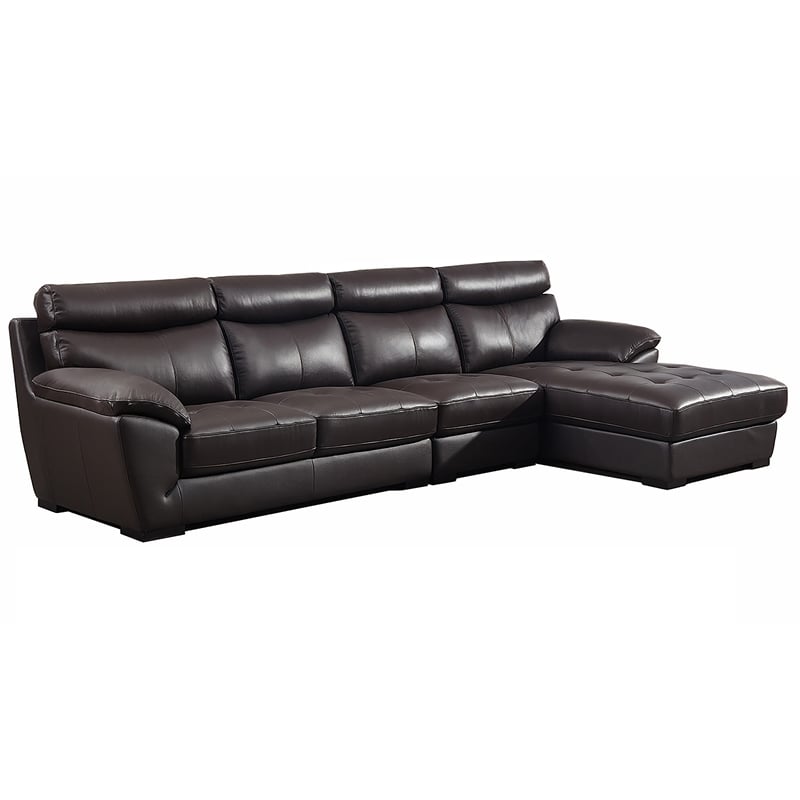 American Eagle Furniture Leather Right Hand Facing Sectional in Dark Chocolate