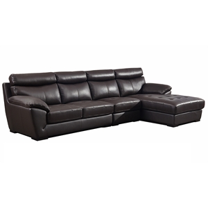 american eagle furniture leather right hand facing sectional in dark chocolate