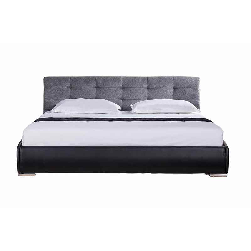 American Eagle Faux Leather Fabric California King Platform Bed in Gray