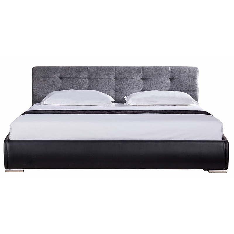 American Eagle Faux Leather Fabric California King Platform Bed in Gray