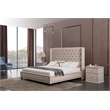 American Eagle Tufted Fabric California King Platform Bed in Beige