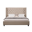 American Eagle Furniture Tufted Fabric Queen Platform Bed in Beige