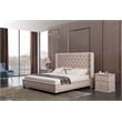 American Eagle Furniture Tufted Fabric Queen Platform Bed in Beige