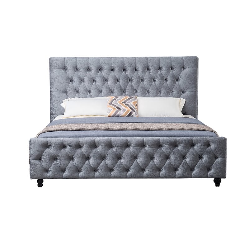 American Eagle Furniture Upholstered Fabric California King Platform Bed in Gray