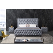 American Eagle Furniture Tufted Fabric Queen Platform Bed in Gray Blue