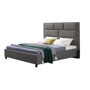 american eagle furniture tufted fabric king platform bed in gray