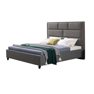 american eagle furniture fabric tufted queen platform bed in gray