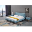 American Eagle Furniture Fabric Tufted King Platform Bed in Light Blue