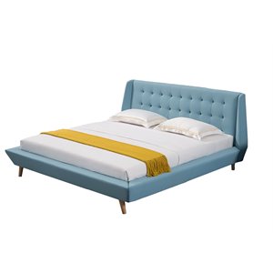 american eagle fabric tufted california king platform bed in light blue