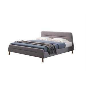 American Eagle Furniture Fabric King Platform Bed in Light Gray