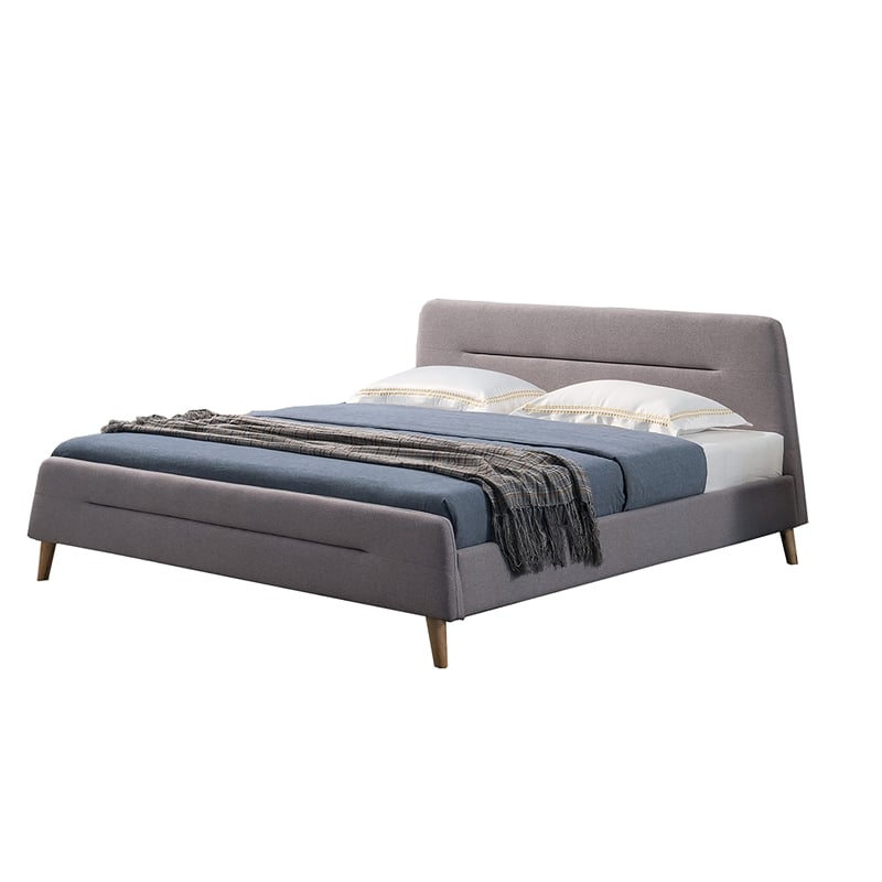 American Eagle Furniture Fabric California King Platform Bed in Light Gray