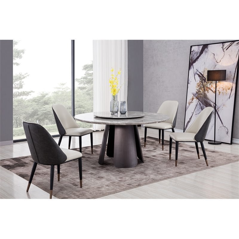 American Eagle Furniture Faux Leather Dining Side Chair in Gray