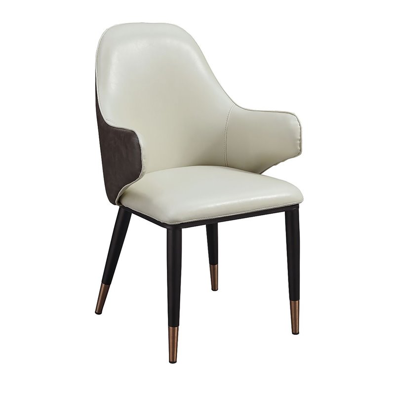 American Eagle Furniture Faux Leather Dining Arm Chair in Gray (Set of 2)