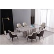 American Eagle Furniture Faux Leather Dining Arm Chair in Light Gray