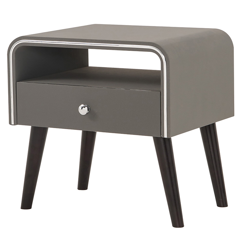 American Eagle Furniture 1 Drawer Wood Nightstand in Gray