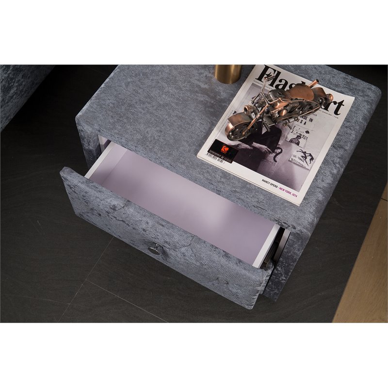 American Eagle Furniture 2 Drawer Tufted Fabric Nightstand in Gray