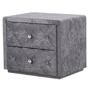 american eagle furniture 2 drawer tufted fabric nightstand in gray