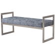 American Eagle Furniture Tufted Fabric Metal Bench in Blue Gray