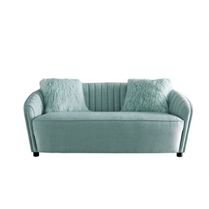 American Eagle Furniture Tufted Fabric Loveseat in Light Green