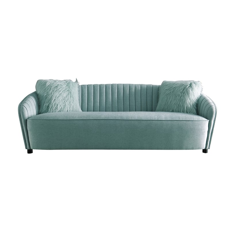 American Eagle Furniture Tufted Fabric Sofa in Light Green