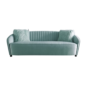 american eagle furniture tufted fabric sofa in light green