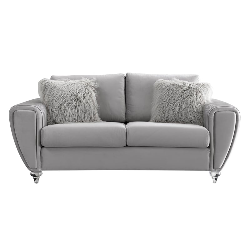 American Eagle Furniture Fabric Loveseat in Light Gray