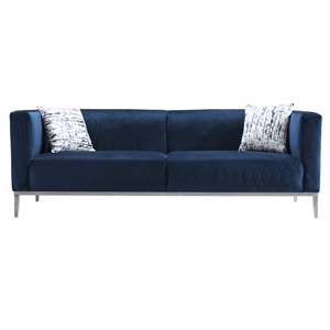 american eagle furniture ae3802 fabric velvet sofa in dark blue color