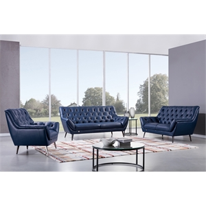 American Eagle Furniture Leather Sofa in Navy Blue