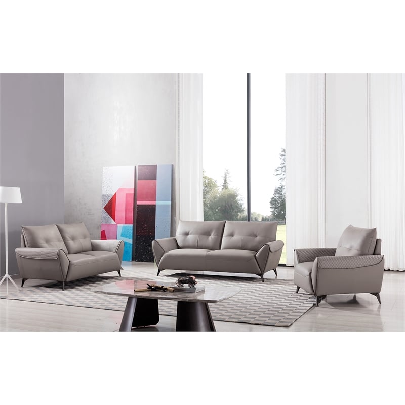 American Eagle Furniture Microfiber Leather Accent Chair in Warm Gray