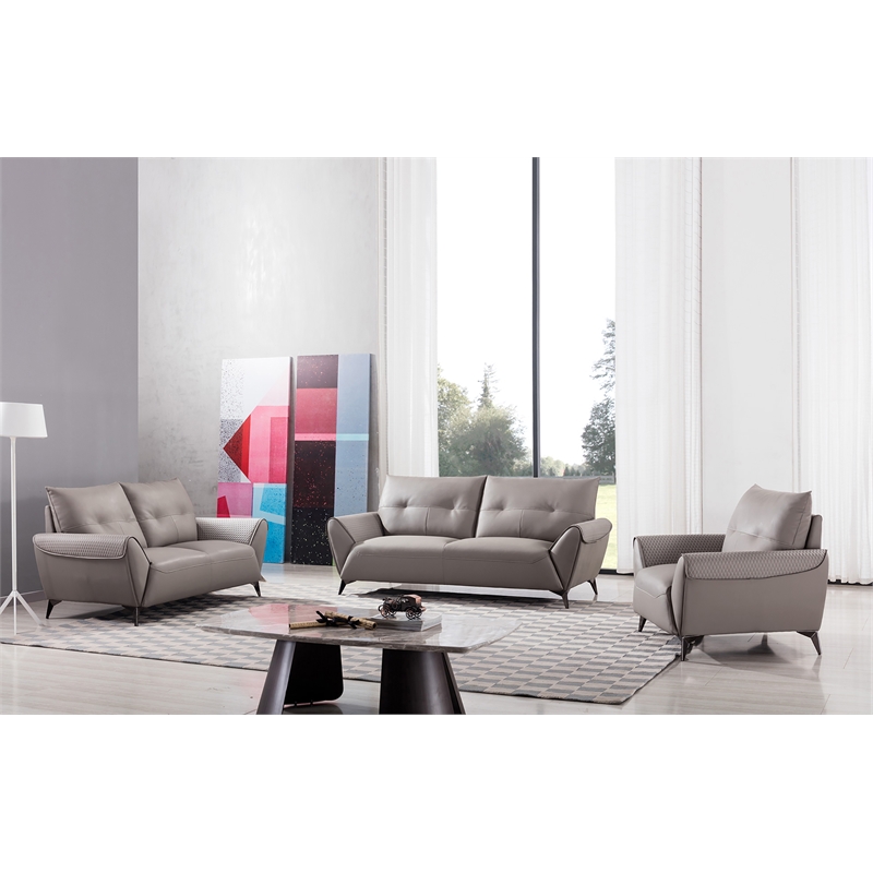 American Eagle Furniture Microfiber Leather Sofa in Warm Gray