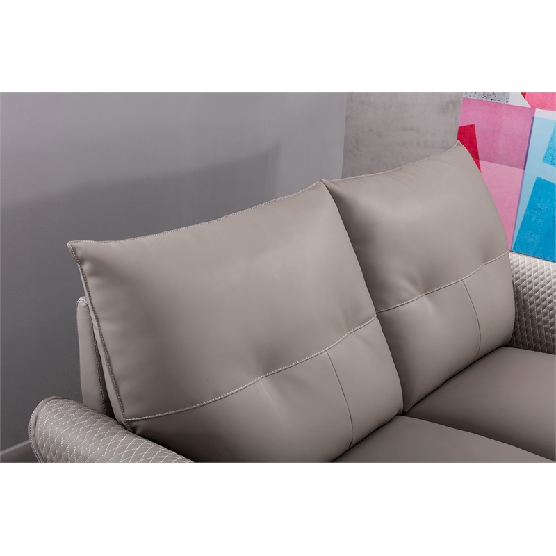 American Eagle Furniture Microfiber Leather Sofa in Warm Gray