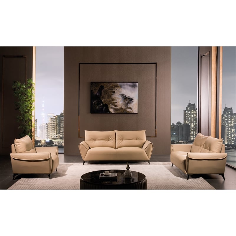 American Eagle Furniture Microfiber Leather Accent Chair in Beige