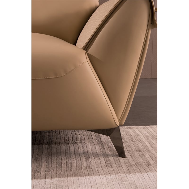 American Eagle Furniture Microfiber Leather Accent Chair in Beige