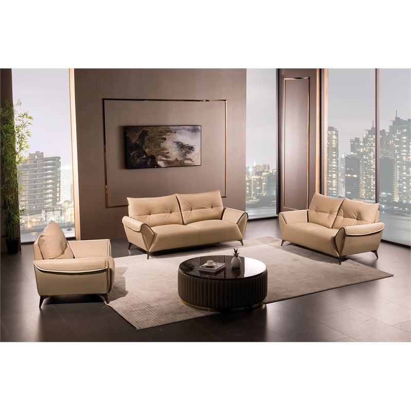 American Eagle Furniture Microfiber Leather Loveseat in Tan Brown